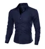 2018 mannen lange mouwen shirts kleding mannelijke slim-passende tops pure kleur shirt herenkleding