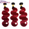 Ombre 1b rode body wave haar weeft 3 stuks tweekleurige rode Braziliaanse maagdelijke human hair extensions goedkope golvende donkere wortel rode ombre bundel7587048