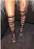 Black Nude Sexy Lace Up Thigh High Gladiator Sandals Boots Cutouts Over Knee Gladiator Boots Leather High Heel Summer Boots Party4713173