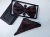 100% silk men bowtie Pocket Square bow tie and handkerchief set hanky with cufflink tie box set257r