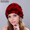 Prawdziwy Rex Rabbit Fur Hat Winter Kobieta Kapelusz Dzianiny Prawdziwe Futro Czapka Czapka Ręcznie Zrównoważona Grubość Czapka Dla Zima Rabbit Fur Hat Ms.minshu