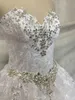 Elegancka długa suknia balowa z koralikami koronkowe muzułmańskie sukienki ślubne kobiety biała długość podłogi ślubna sukienki ślubne sukienki ślubne z 9745473