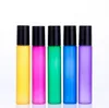 Più nuovo colorato 10 ml ROLL ON VETRO BOTTIGLIA DI OLIO ESSENZIALE Profumo bottiglia di profumo in acciaio inossidabile Roller ball 300 pezzi F0028