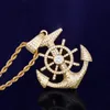 Collana con pendente di ancoraggio della nave Gioielli hip-hop Colore oro da uomo Zircone cubico con catena da tennis da 4 mm Venditore caldo per trasporto di goccia