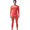 Herren-Nachtwäsche, lange Unterhosen, sexy Unterhemd-Set, Gaze, transparente Spitze, Unterwäsche, Hemden, Netzstoff, eng, durchsichtig, Anzug, Eisseide, Kompression, Gay1