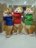 2024 Hot Sale Lovely Brown Alvin en de Chipmunks Mice Mice Rat Chipmuck Mascot Mascot Mascotte