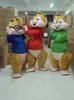 Costumes 2018 Vente chaude Belle Brown Alvin et les Chipmunks Souris Rat Chipmuck Mascotte Costume Mascotte