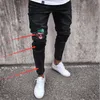 2018 модные мужские джинсы скинни джинсы Rip Slim Fit rete Denim Distress Drayed Biker Jeans для мальчиков вышитые узоры карандашные брюки333Q