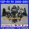 Kropp för Yamaha YZF 1000 YZF R 1 YZF-1000 Svart Gul Hot YZFR1 00 01 Ram 236HM.30 YZF-R1 00 01 Bodywork YZF1000 YZF R1 2000 2001 Fairing