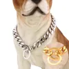 12mm Titanium Steel Pets Dog Chain Puppies Strap Large Dog Bulldog Collar Chains Animal Necklaces Tools Dogs Supplies 10 Sizes Gold Silver