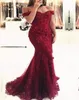 Prom Dresses 2019 Elegant röd Burgundy Sexig Sweetheart Off-Shoulder Glamorös Mermaid Evening Gowns Plus Size Vestidos de Festa