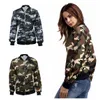 Mulheres Casaco de Camuflagem Outono Zipper Casaco de Manga Longa Camo Bomber Outwear Tops Moda Feminina Fino Casaco Casacos Casuais Outerwear YFA505