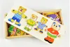 Baby Wood Puzzle Toys Little Bear Change Cloths Barnens tidiga utbildning Träspuspusselklädspel