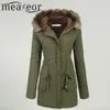 Meaneor Women's Winter Coat 2017 Casual Faux fur Hooded Warm Drawstring Waist Slim Coat Fleece Lined Parka Female Pocket