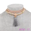 3 stücke Vintage Spitze Dünne Leder Kette Quaste Anhänger Halsketten Für Frauen Handgemachte schöne Schmuck Collier A0767