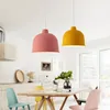 Lampes suspendues simples modernes colorées macaron suspension lumière en aluminium tête unique droplight pour enfants chambre restaurant lampes suspendues