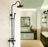 Badkamer zwart olie gewreven messing badbad douche set muur gemonteerd 8 "regendouche mixer tap kraan 3-functies Mengklep