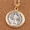 Collane con ciondolo cattolicesimo bicolore Benedict Bead Medal Cross Spacer Fashion Jewelry N1695 Catena da 24 pollici