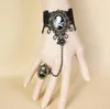 hot new Vintage gothic black lace pirate skull hand ornaments with ring integrated chain fashion classic elegant