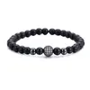 Mode Schwarz CZ Ball Männer Armband Naturstein Matte Perlen Charme Armbänder Männer Schmuck Yoga pulsera hombres