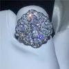 2018 Romantick Flower Pierścień Silver Color Diamond CZ Kamień Duży Zaręczyny Zespół Pierścionek Dla Kobiet Bridal Moda Biżuteria