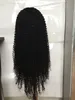 824inch Kinky Kıvrımlı İnsan Saç Peru Virgin Saç Orta Sol Siyah Kadınlar İçin Parça Dantel Peruk 1 1B 2 4 Doğal Renk