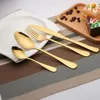 Nowe złoto sztućce łyżka rozwidlenia nóż łyżka do herbaty Matte Gold Ze Stali Nierdzewnej Food Silverware Obiad Naczynie
