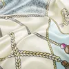 Ny Twill Silk Scarf Women Euro Rope Tassel Print Office Bandana Fashion Silk Foulard Handkakor Kvinnliga omslag 90 cm*90 cm