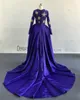 2017 zuhair murad vestidos de noite sheer star lantejoulas top bola vestidos de trem tribunal com mangas compridas e coxa alta dividir overskirt vestidos de baile