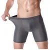 Kompresyjne szorty siatki Długie bokserki Mężczyźni Spandex Boxershorts Mężczyźni Bambus Cueca Boxer Homme Oddychające Długie Nogi Pokraty