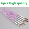 HotSale 6PCS / Set 2 # / 4 # / 6 # / 8 # / 10 # 12 # Kolinsky Sable Borste Pen Acrylic Nail Art Builder Borste design för akryl nagelborstar uppsättning