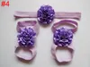 Kids Baby Solid Flower first walkers Sandals Barefoot Infant Girls Footwear for Babies Foot Accessories Headband Set