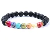 Pierre de lave volcanique brins de perles pierres naturelles diffuseur d'aromathérapie Bracelet hommes femmes sept Chakra Yoga bijoux