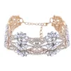 Bling Crystal Bridal Schmuckset Silberschild Halskette Diamantohrringe Hochzeit Schmucksets für Braut Frauen Accessoires3428426