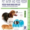 Protable Functional Stainless Steel pet water and food feeder pet automatic water bowl With Paper Retail package