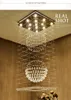 Contemporary square crystal chandeliers raindrop flush ceiling light stair pendant lights fixtures el villa crystal ball shape 324B