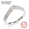 Yhamni 2018 Nieuwe Mode Ring 925 Sterling Zilveren Cubic Zirconia Sieraden Trendy Double V-vormringen voor Dames JZ228