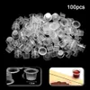 100pcs Medium Size Plastic Tattoo Ink Cups For Permanent Tattoo Makeup Eyebrow Makeup Pigment Container Caps Disposable Accessories