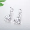 Vecalon 4 colors Women Dangle earring Triangle cut 2ct Diamond Cz 925 Sterling silver Party wedding Drop Earrings for women