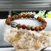 New Party Smycken Silver Buddha Yoga Armband med 8mm Natural Vintage Onyx Stenpärlor Partihandel 10st / Lot