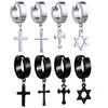 Cross Pentacle Hoop earrings Stainless Steel Pierced Ear rings Dangle chandelier Fashion Jewelry for Men Women Will and Sandy