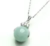 Wholesale - Natural Emerald Pendant Road Pass Transfer Beads Jade Pendant Women 925 Silver Necklace