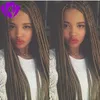 200density full Braiding Natural Black 30" brown/ Blonde Ombre Synthetic Lace Front Braided Box Braids Wig for Women