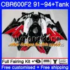 Body+Tank For HONDA CBR 600F2 CBR600FS CBR600F2 91 92 93 94 288HM.23 CBR 600 F2 FS CBR600 F2 1991 1992 1993 1994 Fairing kit Rose Pink blk
