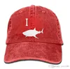 Czapka baseballowa Pzx dla mężczyzn Kobiety kocham Sharks Mens Bawełna Regulowana dżinsowa czapka wielokolorowa opcja 7405029