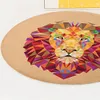 Round Area Tapijt Dierontwerp Non-slip stof Ronde Tapijten voor slaapkamer Woonkamer Studie Room Kinderen spelen vloermat Tapijt-Lion264Z