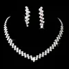 Zestawy biżuterii Noble Posrebrzane Moda Zestawy Biżuteria Naszyjniki Kolczyki Do Brides Druhna Rhinestone Wedding Jewelry Set