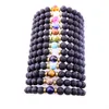 Bracciale con ciondolo a forma di croce turchese in pietra lavica nera naturale Vaolcano Bracciale con diffusore di oli essenziali per aromaterapia in pietra per gioielli da donna Yoga