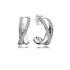 Sparkling Polished Lines Ring Hoop Earrings Set For Pandora Real 925 Sterling Silver Designer Smycken Set For Women Girls Luxury Earring Rings With Original Box