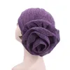 Nya modehattar Kvinnor ruffle turban huvudbonader med stor poplin blomma cocktail bröllop te fest hatt indiska turban hattar